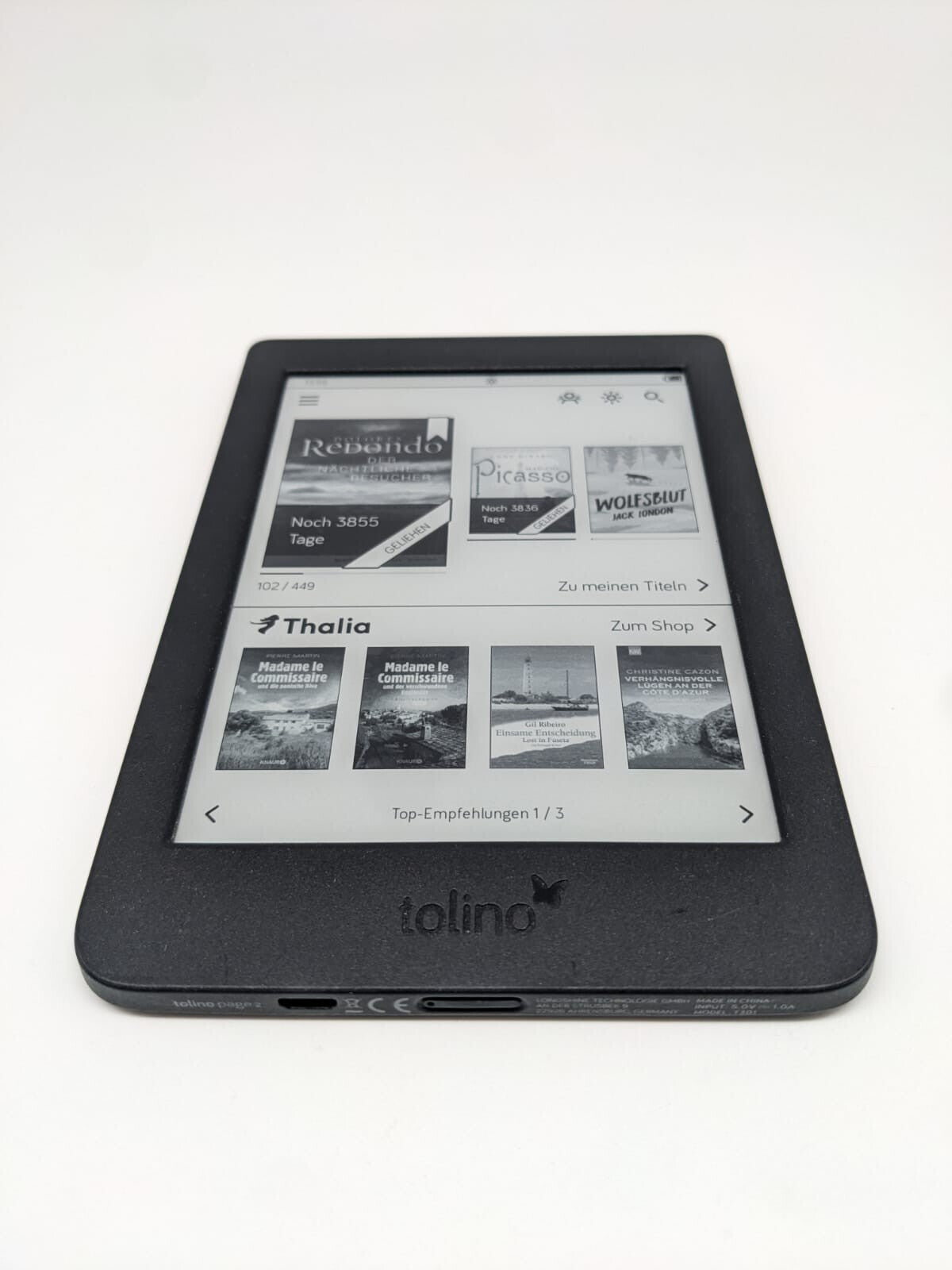 Tolino Page 2 Schwarz Wifi E-Book | VOLL FUNKTIONSFÄHIG