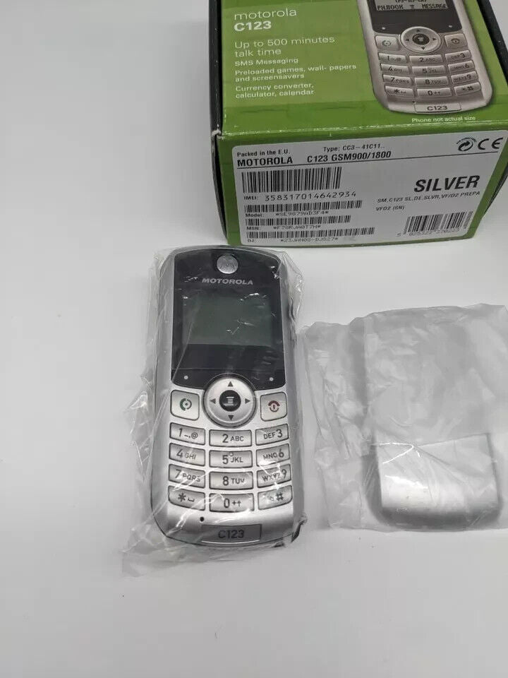MOTOROLA C123 SILBER Vintage Handy Vodafone NEU 